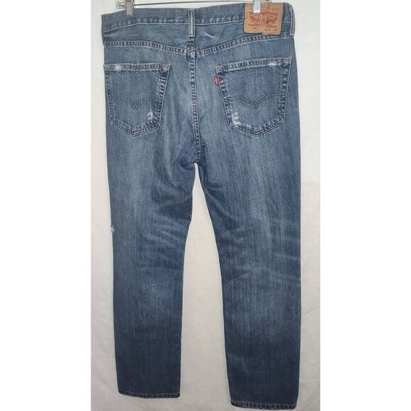 Levis 541 Mens Jeans 32x30 Taper Stretch Washed Light Blue Distressed Denim - Picture 3 of 6